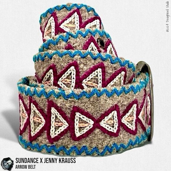 SUNDANCE X JENNY KRAUSS EMBROIDERED WOOL ARROW BELT VINTAGE 2015 HANDMADE M/L main image 9